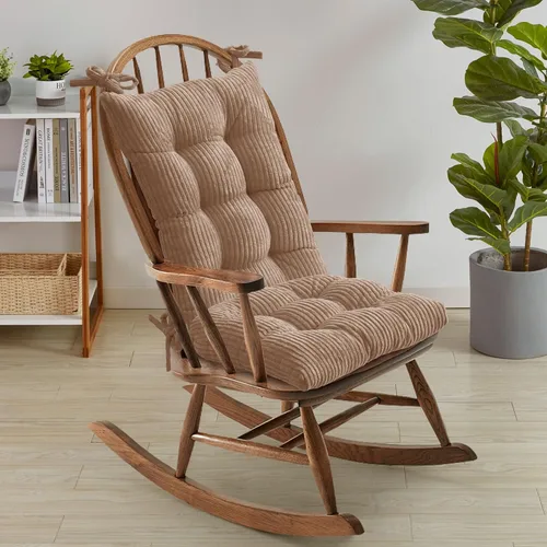 Vista 8 de Sweet Home Collection - Juego de cojines copetudos para silla mecedora (antideslizantes, parte superior e inferior con lazos) de terciopelo