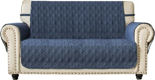Vista 9 de Ameritex - Funda protectora para sillón de dos puestos, impermeable, acolchada, con revestimiento antideslizante de huellitas, para perros, niños