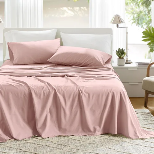 Vista 31 de Comfort Spaces Juego de sábanas 100% algodón transpirable, ligero, suave, con bolsillo elástico de 14 pulgadas que se adapta a colchones de hasta 16