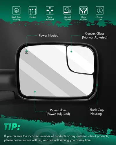 Vista 2 de SCITOO Espejo lateral del pasajero compatible con Dodge 2002-2008 para Dodge For Ram 1500 2003-2009 para Dodge para Ram 2500/3500 Pickup Truck