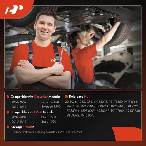 Vista 2 de A-Premium - 3 piezas de cremallera y piñón de dirección hidráulica compatibles con Chevrolet Silverado 1500 y GMC Sierra 1500, 2007 2008 2009 2010