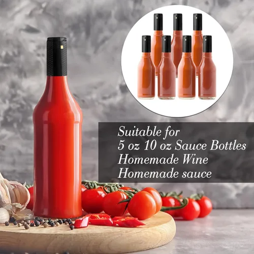 Vista 2 de Zonon 200 Piezas de Cápsulas Termorretráctiles de PVC para Botellas de Salsa Picante, Botellas Woozy de Vino de 28 x 50mm, Cápsulas de Tapas Negro