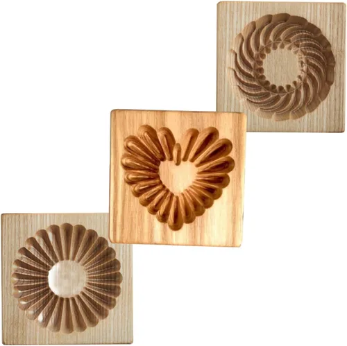 Vista 29 de Molde de Galletas de Madera Herramienta de Decoración de Galletas de Madera Moldes de Galletas 3D Molde de Hornear Gracioso Arte de Relieve Navidad