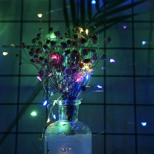 Vista 6 de cadena de 20 luces LED estrelladas alimentadas con pilas (incluidas), cable de cobre de 6.6 pies, luces luciérnaga a prueba de agua para bricolaje