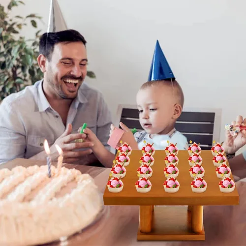Vista 3 de Paquete de 2 soportes para cono con capacidad de 40 agujeros, soporte para cono de helado para fiesta de cumpleaños, restaurante, con conos
