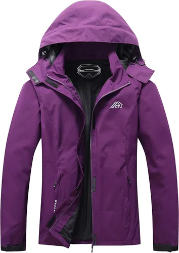 OTU Chaqueta impermeable para mujer, ligera, impermeable con capucha para senderismo, viajes al exterior.