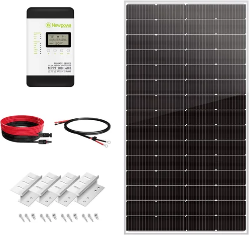 Vista 10 de Newpowa PRO panel solar monocristalino de 200 vatios 12 voltios 200W 12V, módulo PV de 9 barras de colector, módulo mono de alta eficiencia para RV