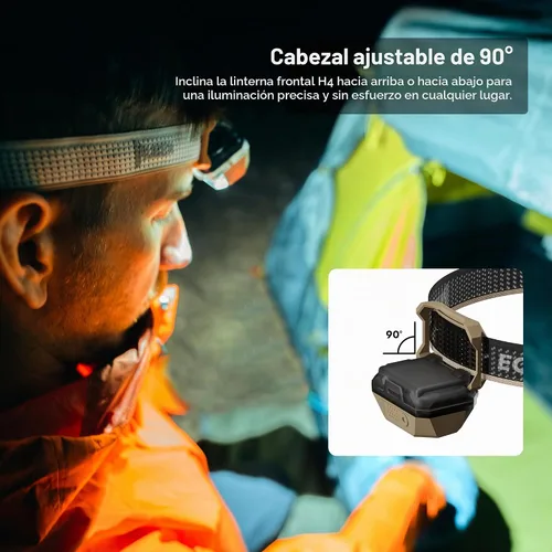 Vista 5 de WUBEN Faro LED H4 recargable 800 lúmenes súper brillante Caqui