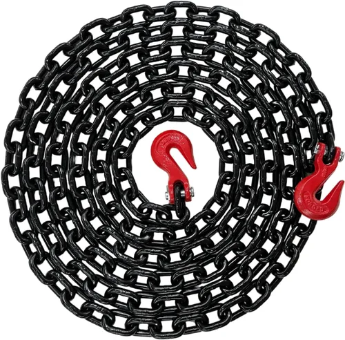 Vista 21 de Cadena de transporte de grado 80 de 3/8 pulgadas x 10 pies – 7,100 libras WLL – gancho de agarre de horquilla, amarre, remolque