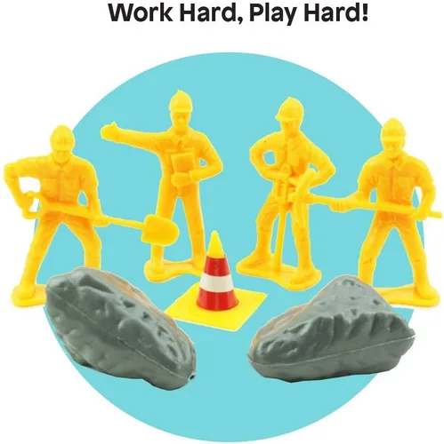 Vista 4 de Boley Builders Play Set - 24 Piece Kids Construction Toys with Bulldozer, Dump Truck, Front Loader and Backhoe Toy Trucks, Diecast Signs, Pretend