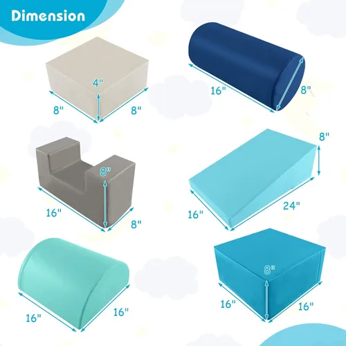 Vista 8 de Costzon Juguetes de escalada para niños pequeños, juego de 6 piezas de escalada y gateo con cubierta de poliuretano para gatear, escalar y caminar