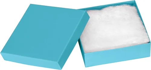 Joyeros de cartón, paquete de 10 unidades, 3.5 x 3.5 x 1 pulgadas, cajas de regalo pequeñas rellenas de algodón a granel con tapas para embalaje de