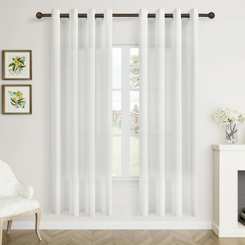 Vista 65 de Aersas Cortinas de lino negro para dormitorio de 63 pulgadas de largo, 2 paneles de privacidad, eficiencia energética, semitransparentes, cortinas