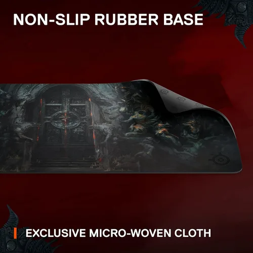 Vista 3 de SteelSeries QcK Gaming Surface Diablo IV Edition XXL Thick Cloth Sized to Cover Desks Optimized for Gaming Sensors