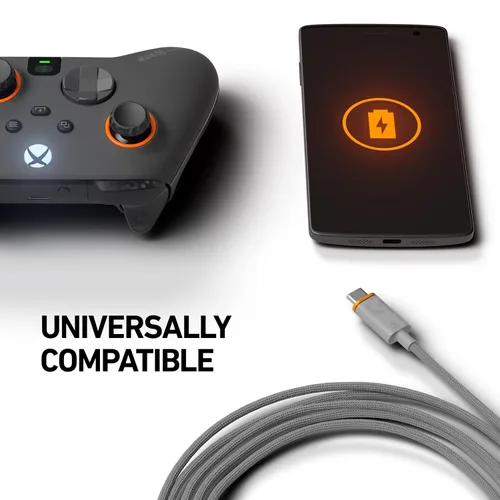 Vista 2 de SCUF Braided USB-C Cable - Light Gray 6 feet 2 Meters USB Type C Connection and Charging for Xbox Controllers, PS5 Controllers, and Smart Phones