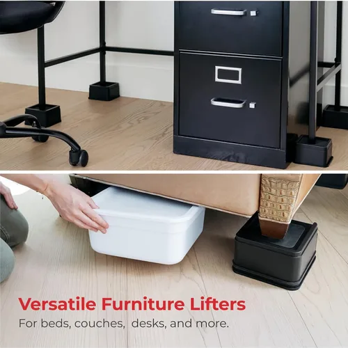 Vista 6 de iPrimio Elevadores de gran tamaño para cama y sofá, elevador cuadrado de 3 pulgadas, resistente, paquete de 4, hasta 6000 libras, bloques