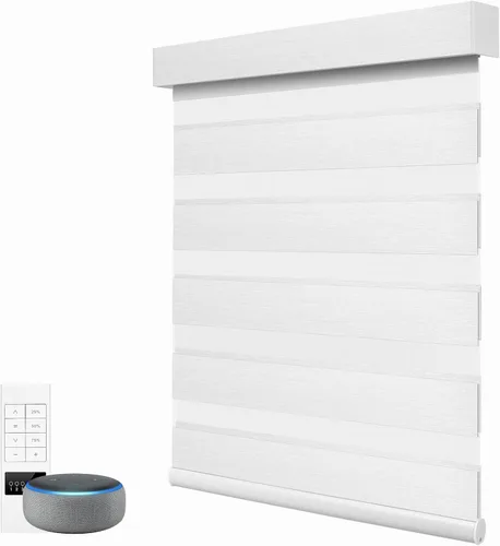 Vista 21 de ACMEART Persianas motorizadas de cebra con control remoto, persianas automáticas de doble capa, persianas eléctricas de filtrado de luz
