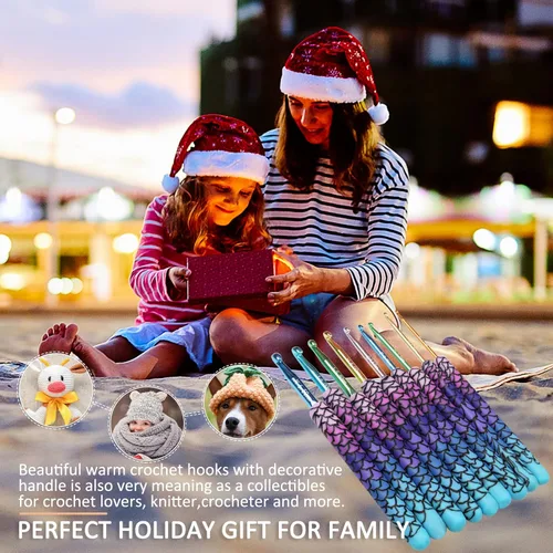 Vista 72 de Coopay Ganchos de ganchillo cálidos para abuela, agujas de ganchillo de agarre suave de aluminio para ganchillo, gancho de tejer para manualidades