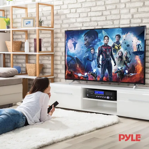 Vista 7 de Pyle Amplificador de potencia Bluetooth inalámbrico de 4 canales, altavoz estéreo de 1000 W, receptor de audio para el hogar con radio FM, USB