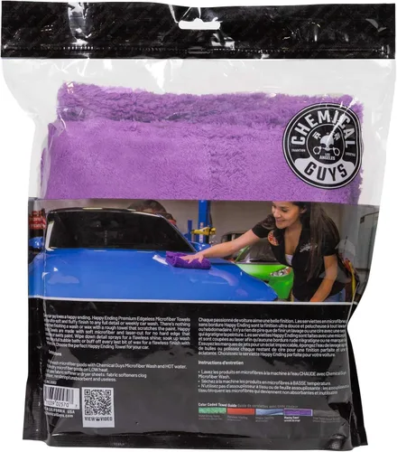 Vista 3 de Chemical Guys MIC34803 Toalla de microfibra sin bordes Happy Ending Ultra Plush, púrpura (40,6 x 40,6 cm)