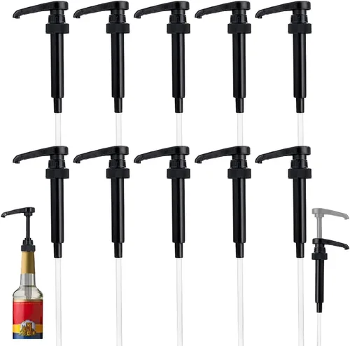 10 paquetes de dispensador de jarabe de café negro, compatible con botellas de 750ml/25.4 Oz, ideal para mezclas de bebidas en casa y en la barra de