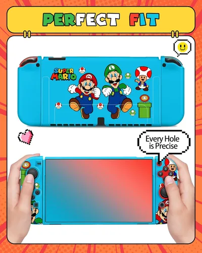 Vista 3 de Xinocy Funda OLED para Nintendo Switch OLED, diseño de anime, diseño de dibujos animados, Kawaii divertida, divertida, suave, delgada, protectora
