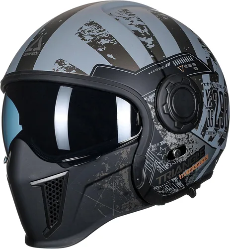 Vista 11 de TRIANGLE Casco de motocicleta convertible de cara completa aprobado por DOT Negro