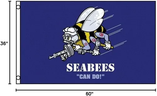 Vista 2 de TrendyLuz - Banderas militares de los Seabees de la Marina de los Estados Unidos, 3 x 5 pies