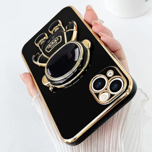 Vista 3 de Pepmune Funda compatible con iPhone 13, diseño de soporte de astronauta en 3D, protección de cámara, a prueba de golpes, suave cubierta trasera
