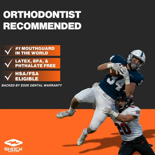 Vista 6 de Shock Doctor - Férula dental para rugby con tirantes y sin tirantes, Adulto