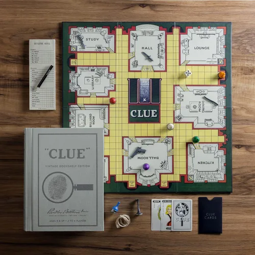 Vista 6 de WS Game Company Scrabble, Monopoly, Clue, and Yahtzee Vintage Board Game Bookshelf Collection