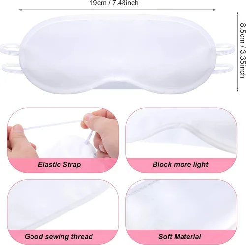 Máscara de ojos blanca para sublimación, suministros de fiesta de pijamas, para niñas y niños, con rotuladores de tela, máscara de dormir blanca