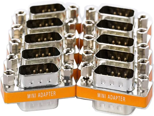 Vista 6 de Adaptador de módem nulo DB9 macho a macho Slimline Data Transfer Serial Port Adapter 2 Pack