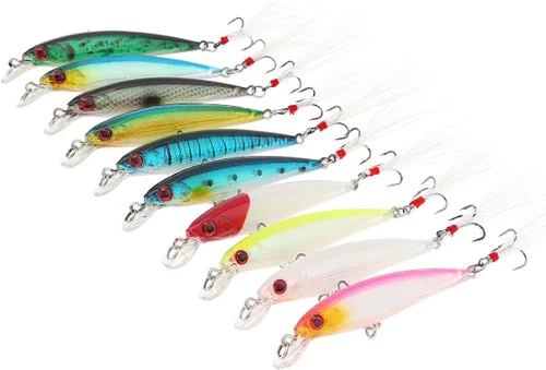 OriGlam 10 señuelos de pesca artificiales 3D, cebos de pesca, aparejos de pesca, crankbait bajo, cebo duro Swimbait pesca señuelo