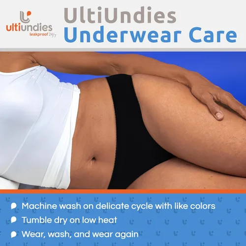 Vista 7 de UltiUndies Bikini Modal - Ropa interior para incontinencia para mujer, bragas reutilizables a prueba de fugas con absorción de luz, para protección