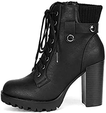 Vista 2 de DREAM PAIRS - Botines de tacón alto grueso para mujer