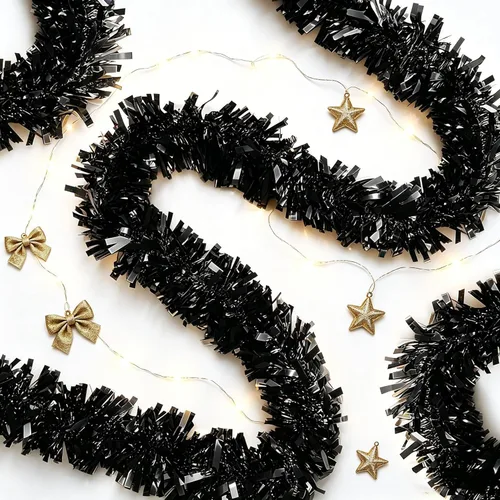 Vista 5 de 33Ft Christmas Tinsel Garland Xmas Tree Decorations Shiny Thick Metallic Twist Garlands Ceiling Hanging Birthday Streamers for Halloween Party