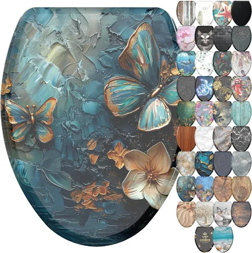Vista 8 de Sanilo Asiento de inodoro de madera con liberación rápida y cierre suave [alargado] Asiento de madera moldeada decorativo y de cierre lento, con un