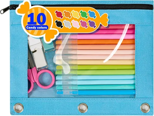 Vista 29 de Forvencer Estuche para lápices para carpeta de 3 aros, estuche transparente con ventana y cremallera suave, bolsa para lápices de gran capacidad