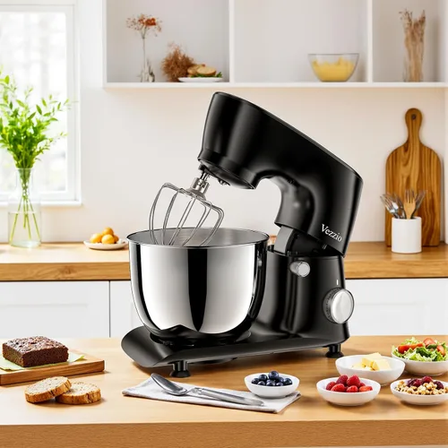 Vista 7 de Vezzio Batidora de pedestal, 6 cuartos de galón, 10 velocidades, cabezal inclinable, batidora de cocina con tazón de acero inoxidable, gancho