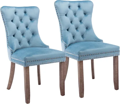 Vista 97 de Rhomtree Silla de comedor copetuda moderna de terciopelo para comedor, sillas de comedor tapizadas con diseño de remache de clavo, anillo trasero