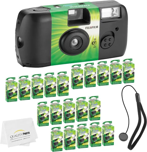 Vista 8 de Cámara desechable Fujifilm QuickSnap Flash 400 de 35mm + Correa para la mano + Paño de microfibra para fotos de calidad (Paquete de 8)
