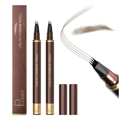 Vista 13 de Lápiz de cejas, 2 bolígrafos de cejas de microblading impermeables, 4 puntas precisas para mujeres, para crear cabello sin esfuerzo como cejas