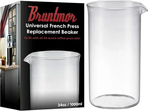 bruntmor universal Sustitución Vaso de calor & Resistente a golpes borosilicato Jarra de vidrio de repuesto para French Press Cafetera eléctrica,