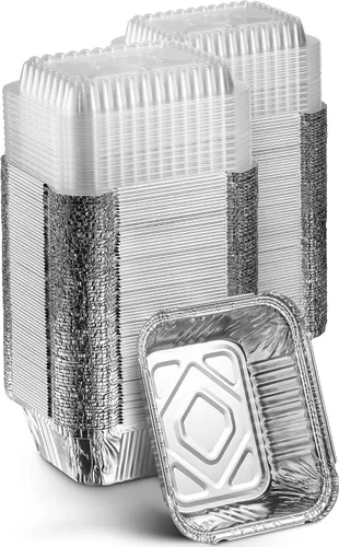 Vista 9 de MontoPack Bandejas Desechables para Llevar con Tapas Transparentes Recipientes de Alimentos de Papel de Aluminio con Capacidad de 1 lb con Sello