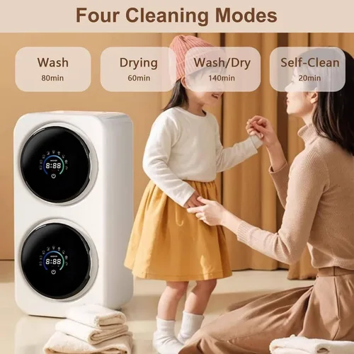 Vista 3 de Mini lavadora portátil mini lavadora 2 en 1, 12 libras de acero inoxidable lavadora y secadora Combo con control de temporizador