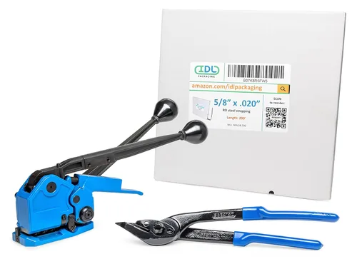 Vista 29 de IDL Packaging PRO - Kit de flejado de acero de 3/4 pulgadas x 600 pies, resistencia a la rotura de 1700 libras, con innovadora herramienta