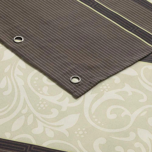 Vista 3 de Cortina de ducha de tela, cortina de ducha marrón, cortinas de ducha con patrón de rayas marrón tostado, cortinas de baño decorativas modernas, 72