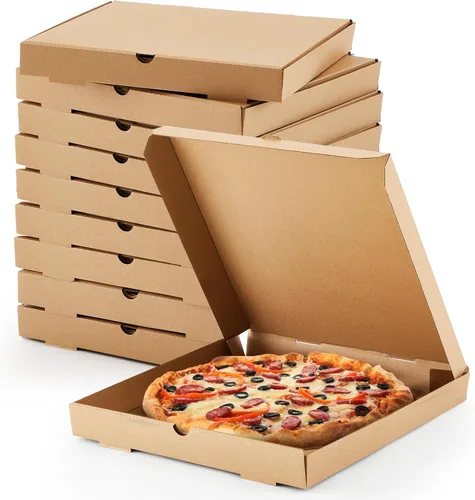 Vista 7 de Fullhawl 10 cajas de pizza corrugada de 14 x 14 pulgadas, resistentes a la grasa, cajas de embalaje para pasteles, galletas, alimentos y manualidades