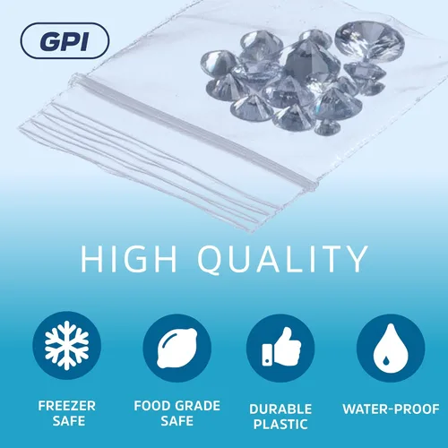 Vista 4 de GPI - 1000 unidades, bolsas de plástico transparente con cierre de cremallera recerrable de 1.5" x 1.5", 2.5 mil de grosor, bolsitas de polietileno